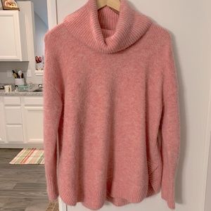 LOFT Cozy Pink Cowl Neck Sweater